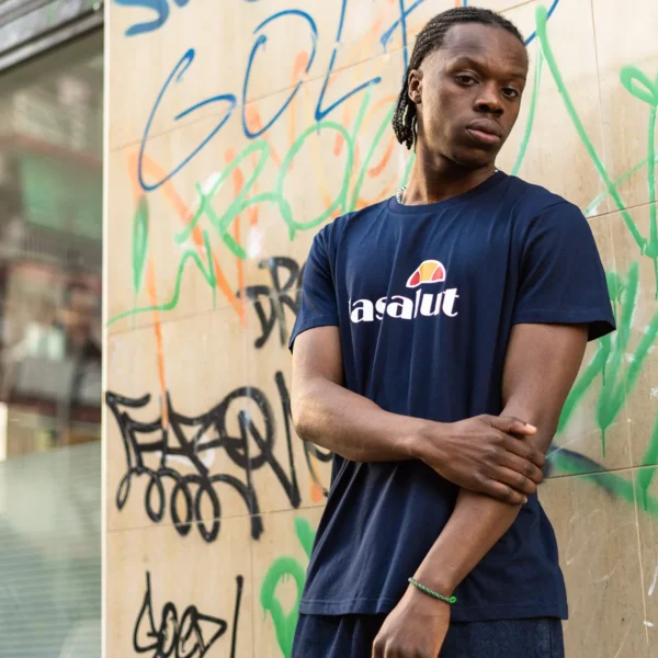 Camiseta La Salut Badaloners estilo retro deportivo - Streetwear naranja y blanco